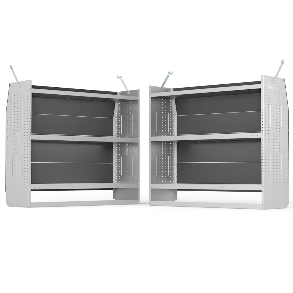 AA Products Model SH-4605-T3(2) Steel Low/Mid/High Roof Van Shelving Storage System Fits Transit, GM, NV, Promaster, Sprinter and Metris, Set of 2 Contoured Shelving Unit, 52" W x 46" H x 16" D