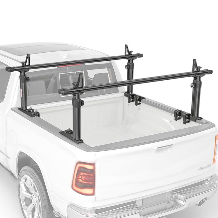 AA-Racks  75" Full-Size Pickup Truck Ladder Racks Low-Profile Height-Adjustable Utility Aluminum Truck Bed Rack with Load Stops-Black(APX2501-BLK) - AA Products Inc