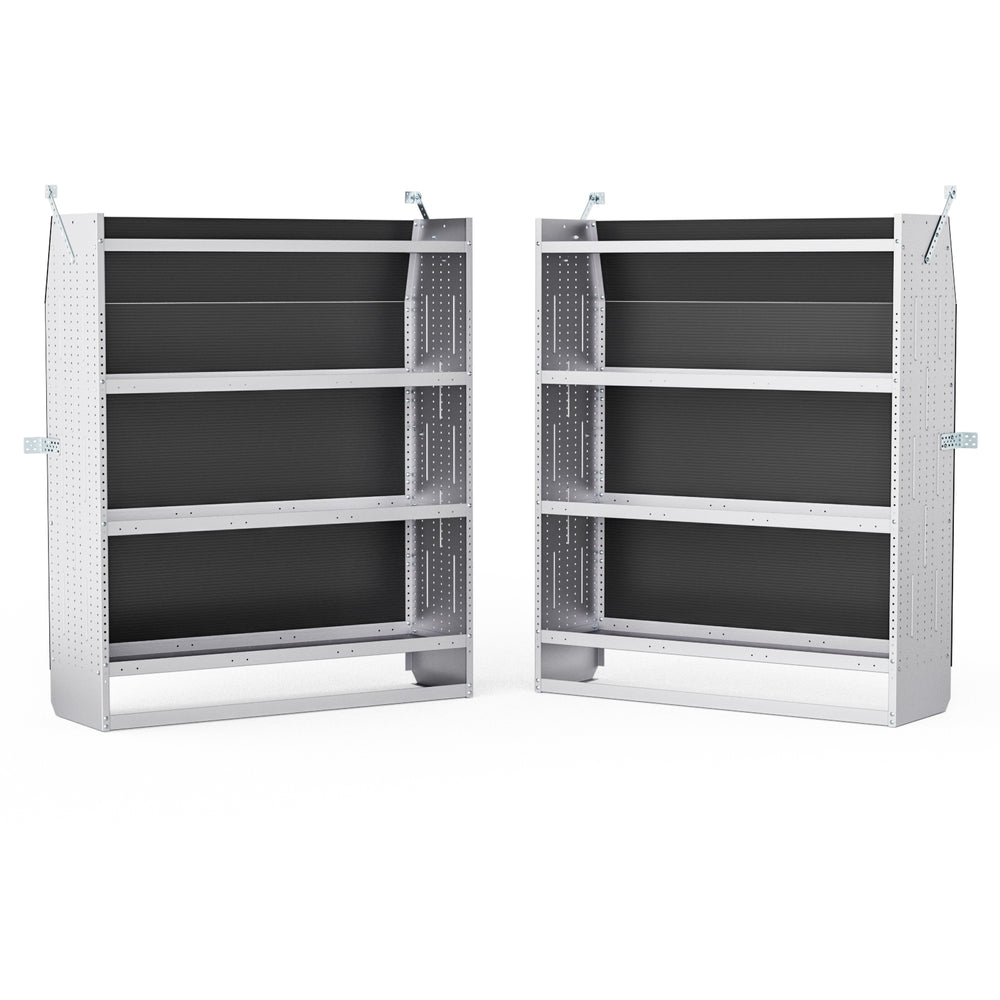 AA Products Model SH-6205(2) Steel Low/Mid/High Roof Van Shelving Storage System Fits Transit, ProMaster and Sprinter, 4 Tiers Set of 2 Van Shelving Units, 52''W x 62''H x 16''D