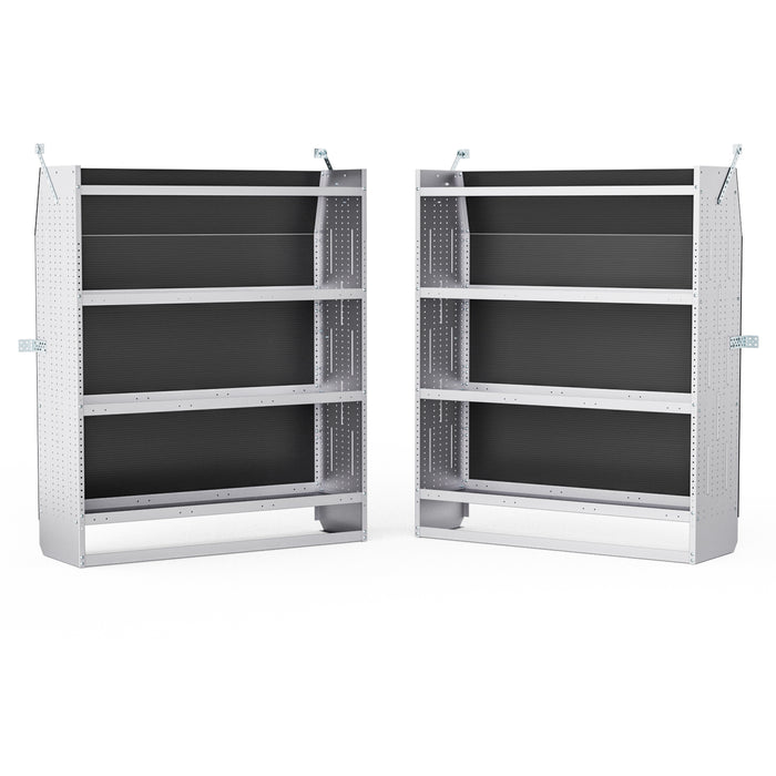 AA Products Model SH-6205(2) Steel Low/Mid/High Roof Van Shelving Storage System Fits Transit, ProMaster and Sprinter, 4 Tiers Set of 2 Van Shelving Units, 52''W x 62''H x 16''D