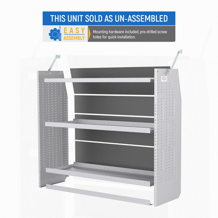 AA Products Model SH-4605-T3(2) Steel Low/Mid/High Roof Van Shelving Storage System Fits Transit, GM, NV, Promaster, Sprinter and Metris, Set of 2 Contoured Shelving Unit, 52" W x 46" H x 16" D