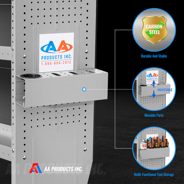 AA Products P-SH-Screwdriver Rack 13"W Steel Tool Holder Rack Designed for 13'' D Van Shelving Storage Rack to Storage Screwdriver, Pliers and Spray Can (P-SH-SDR-13)