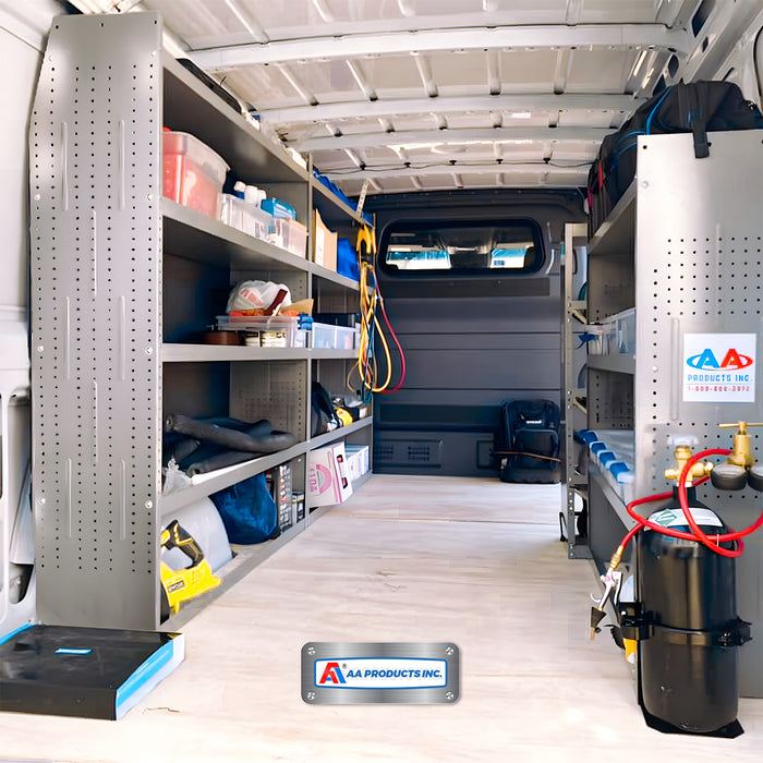 AA Products Model SH-6203 Steel Mid/High Roof Van Shelving Storage System Fits Transit, ProMaster and Sprinter, 4 Tiers Van Shelving Units, 32''W x 62''H x 16''D (SH-6203)