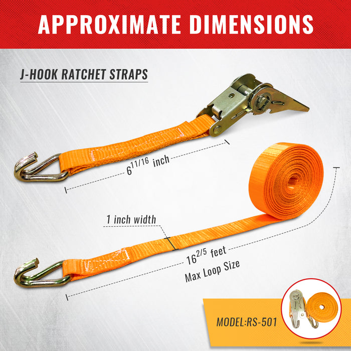 1 inch Heavy Duty Ratchet Strap with Loops
