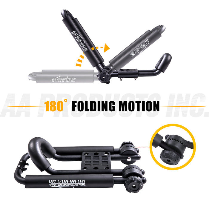 AA Products Universal Folding Kayak Roof Rack Canoe Boat Carrier Rack for  Car SUV Truck Top Mount J Cross Bar with Tie Down Straps (KX-100)